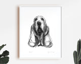 Basset Hound Dog Sketch Print