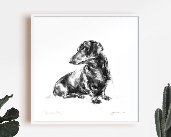 Dachshund Turning Sketch Print