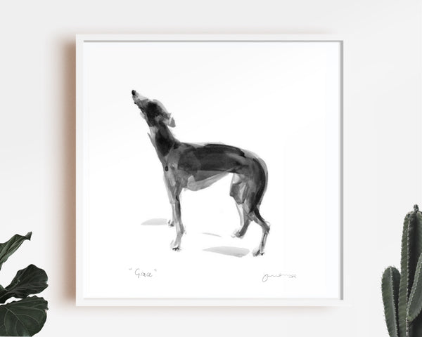 Whippet Standing Ink Sketch Print