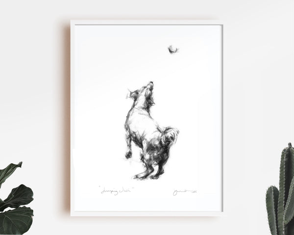 Jumping Jack Russell Sketch Print