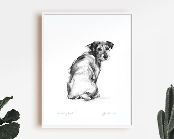 Looking Back Terrier Sketch Print