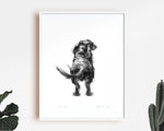 "The Wag" Dachshund Sketch Print